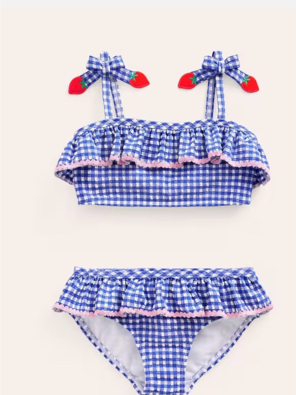 Mini Boden Seersucker Gingham Frilly Bikini
